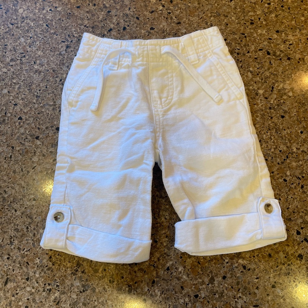 Janie and Jack White Linen-Blend Roll-Cuff Pants